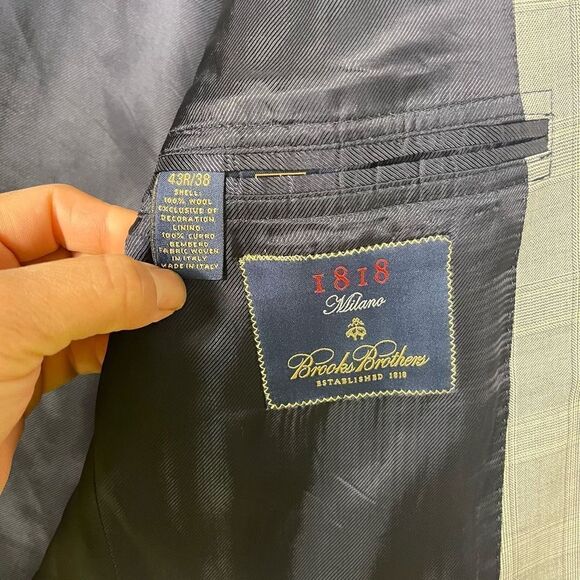 Brooks Brothers 1818 Milano Mens Blazer Size 43R/38 Plaid Wool Italy - Picture 15 of 16